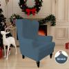 Easy-Going Stretch Wingback Chair Sofa Slipcover 1-Piece Sofa Cover Furniture Protector Couch Soft with Elastic Bottom Spandex Jacquard Fabric Small Checks(Wing Chair,Camel)(Bluestone)