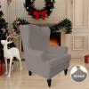 Easy-Going Stretch Wingback Chair Sofa Slipcover 1-Piece Sofa Cover Furniture Protector Couch Soft with Elastic Bottom Spandex Jacquard Fabric Small Checks(Wing Chair,Camel)(Taupe)