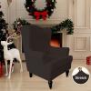 Easy-Going Stretch Wingback Chair Sofa Slipcover 1-Piece Sofa Cover Furniture Protector Couch Soft with Elastic Bottom Spandex Jacquard Fabric Small Checks(Wing Chair,Camel)(Chocolate)