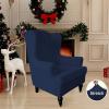 Easy-Going Stretch Wingback Chair Sofa Slipcover 1-Piece Sofa Cover Furniture Protector Couch Soft with Elastic Bottom Spandex Jacquard Fabric Small Checks(Wing Chair,Camel)(Navy)