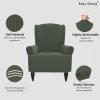 Easy-Going Stretch Wingback Chair Sofa Slipcover 1-Piece Sofa Cover Furniture Protector Couch Soft with Elastic Bottom Spandex Jacquard Fabric Small Checks(Wing Chair,Camel)(Olive Green)