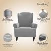 Easy-Going Stretch Wingback Chair Sofa Slipcover 1-Piece Sofa Cover Furniture Protector Couch Soft with Elastic Bottom Spandex Jacquard Fabric Small Checks(Wing Chair,Camel)(Light Gray)