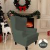Easy-Going Stretch Wingback Chair Sofa Slipcover 1-Piece Sofa Cover Furniture Protector Couch Soft with Elastic Bottom Spandex Jacquard Fabric Small Checks(Wing Chair,Camel)(Olive Green)