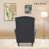 Easy-Going Stretch Wingback Chair Sofa Slipcover 1-Piece Sofa Cover Furniture Protector Couch Soft with Elastic Bottom Spandex Jacquard Fabric Small Checks(Wing Chair,Camel)(Dark Gray)