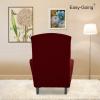 Easy-Going Stretch Wingback Chair Sofa Slipcover 1-Piece Sofa Cover Furniture Protector Couch Soft with Elastic Bottom Spandex Jacquard Fabric Small Checks(Wing Chair,Camel)(Wine)