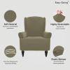 Easy-Going Stretch Wingback Chair Sofa Slipcover 1-Piece Sofa Cover Furniture Protector Couch Soft with Elastic Bottom Spandex Jacquard Fabric Small Checks(Wing Chair,Camel)(Khaki)
