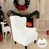 Easy-Going Stretch Wingback Chair Sofa Slipcover 1-Piece Sofa Cover Furniture Protector Couch Soft with Elastic Bottom Spandex Jacquard Fabric Small Checks(Wing Chair,Camel)(Cream)