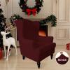 Easy-Going Stretch Wingback Chair Sofa Slipcover 1-Piece Sofa Cover Furniture Protector Couch Soft with Elastic Bottom Spandex Jacquard Fabric Small Checks(Wing Chair,Camel)(Wine)