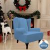 Easy-Going Stretch Wingback Chair Sofa Slipcover 1-Piece Sofa Cover Furniture Protector Couch Soft with Elastic Bottom Spandex Jacquard Fabric Small Checks(Wing Chair,Camel)(Light Blue)