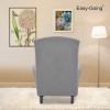 Easy-Going Stretch Wingback Chair Sofa Slipcover 1-Piece Sofa Cover Furniture Protector Couch Soft with Elastic Bottom Spandex Jacquard Fabric Small Checks(Wing Chair,Camel)(Light Gray)