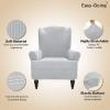 Easy-Going Stretch Wingback Chair Sofa Slipcover 1-Piece Sofa Cover Furniture Protector Couch Soft with Elastic Bottom Spandex Jacquard Fabric Small Checks(Wing Chair,Camel)(Silver Gray)