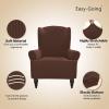 Easy-Going Stretch Wingback Chair Sofa Slipcover 1-Piece Sofa Cover Furniture Protector Couch Soft with Elastic Bottom Spandex Jacquard Fabric Small Checks(Wing Chair,Camel)(Coffee)