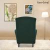 Easy-Going Stretch Wingback Chair Sofa Slipcover 1-Piece Sofa Cover Furniture Protector Couch Soft with Elastic Bottom Spandex Jacquard Fabric Small Checks(Wing Chair,Camel)(Dark Green)