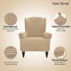 Easy-Going Stretch Wingback Chair Sofa Slipcover 1-Piece Sofa Cover Furniture Protector Couch Soft with Elastic Bottom Spandex Jacquard Fabric Small Checks(Wing Chair,Camel)(Sand)