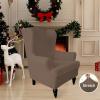 Easy-Going Stretch Wingback Chair Sofa Slipcover 1-Piece Sofa Cover Furniture Protector Couch Soft with Elastic Bottom Spandex Jacquard Fabric Small Checks(Wing Chair,Camel)(Brown)