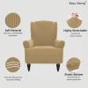 Easy-Going Stretch Wingback Chair Sofa Slipcover 1-Piece Sofa Cover Furniture Protector Couch Soft with Elastic Bottom Spandex Jacquard Fabric Small Checks(Wing Chair,Camel)(Golden)