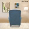 Easy-Going Stretch Wingback Chair Sofa Slipcover 1-Piece Sofa Cover Furniture Protector Couch Soft with Elastic Bottom Spandex Jacquard Fabric Small Checks(Wing Chair,Camel)(Bluestone)