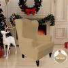 Easy-Going Stretch Wingback Chair Sofa Slipcover 1-Piece Sofa Cover Furniture Protector Couch Soft with Elastic Bottom Spandex Jacquard Fabric Small Checks(Wing Chair,Camel)(Golden)