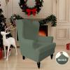 Easy-Going Stretch Wingback Chair Sofa Slipcover 1-Piece Sofa Cover Furniture Protector Couch Soft with Elastic Bottom Spandex Jacquard Fabric Small Checks(Wing Chair,Camel)(Greyish Green)