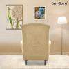 Easy-Going Stretch Wingback Chair Sofa Slipcover 1-Piece Sofa Cover Furniture Protector Couch Soft with Elastic Bottom Spandex Jacquard Fabric Small Checks(Wing Chair,Camel)(Beige)