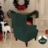 Easy-Going Stretch Wingback Chair Sofa Slipcover 1-Piece Sofa Cover Furniture Protector Couch Soft with Elastic Bottom Spandex Jacquard Fabric Small Checks(Wing Chair,Camel)(Dark Green)