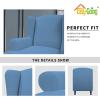 Easy-Going Stretch Wingback Chair Sofa Slipcover 1-Piece Sofa Cover Furniture Protector Couch Soft with Elastic Bottom Spandex Jacquard Fabric Small Checks(Wing Chair,Camel)(Light Blue)