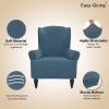 Easy-Going Stretch Wingback Chair Sofa Slipcover 1-Piece Sofa Cover Furniture Protector Couch Soft with Elastic Bottom Spandex Jacquard Fabric Small Checks(Wing Chair,Camel)(Bluestone)