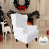 Easy-Going Stretch Wingback Chair Sofa Slipcover 1-Piece Sofa Cover Furniture Protector Couch Soft with Elastic Bottom Spandex Jacquard Fabric Small Checks(Wing Chair,Camel)(Snow White)