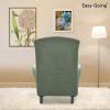 Easy-Going Stretch Wingback Chair Sofa Slipcover 1-Piece Sofa Cover Furniture Protector Couch Soft with Elastic Bottom Spandex Jacquard Fabric Small Checks(Wing Chair,Camel)(Greyish Green)