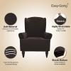 Easy-Going Stretch Wingback Chair Sofa Slipcover 1-Piece Sofa Cover Furniture Protector Couch Soft with Elastic Bottom Spandex Jacquard Fabric Small Checks(Wing Chair,Camel)(Chocolate)