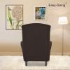 Easy-Going Stretch Wingback Chair Sofa Slipcover 1-Piece Sofa Cover Furniture Protector Couch Soft with Elastic Bottom Spandex Jacquard Fabric Small Checks(Wing Chair,Camel)(Chocolate)