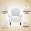 Easy-Going Stretch Wingback Chair Sofa Slipcover 1-Piece Sofa Cover Furniture Protector Couch Soft with Elastic Bottom Spandex Jacquard Fabric Small Checks(Wing Chair,Camel)(Snow White)