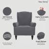 Easy-Going Stretch Wingback Chair Sofa Slipcover 1-Piece Sofa Cover Furniture Protector Couch Soft with Elastic Bottom Spandex Jacquard Fabric Small Checks(Wing Chair,Camel)(Grey)