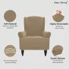 Easy-Going Stretch Wingback Chair Sofa Slipcover 1-Piece Sofa Cover Furniture Protector Couch Soft with Elastic Bottom Spandex Jacquard Fabric Small Checks(Wing Chair,Camel)(Tan)