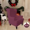 Easy-Going Stretch Wingback Chair Sofa Slipcover 1-Piece Sofa Cover Furniture Protector Couch Soft with Elastic Bottom Spandex Jacquard Fabric Small Checks(Wing Chair,Camel)(Ash Rose)
