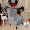 Easy-Going Stretch Wingback Chair Sofa Slipcover 1-Piece Sofa Cover Furniture Protector Couch Soft with Elastic Bottom Spandex Jacquard Fabric Small Checks(Wing Chair,Camel)(Light Gray)