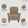 Easy-Going Stretch Wingback Chair Sofa Slipcover 1-Piece Sofa Cover Furniture Protector Couch Soft with Elastic Bottom Spandex Jacquard Fabric Small Checks(Wing Chair,Camel)(Natural)