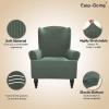 Easy-Going Stretch Wingback Chair Sofa Slipcover 1-Piece Sofa Cover Furniture Protector Couch Soft with Elastic Bottom Spandex Jacquard Fabric Small Checks(Wing Chair,Camel)(Greyish Green)
