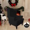 Easy-Going Stretch Wingback Chair Sofa Slipcover 1-Piece Sofa Cover Furniture Protector Couch Soft with Elastic Bottom Spandex Jacquard Fabric Small Checks(Wing Chair,Camel)(Black)
