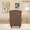 Easy-Going Stretch Wingback Chair Sofa Slipcover 1-Piece Sofa Cover Furniture Protector Couch Soft with Elastic Bottom Spandex Jacquard Fabric Small Checks(Wing Chair,Camel)(Brown)