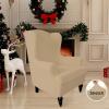 Easy-Going Stretch Wingback Chair Sofa Slipcover 1-Piece Sofa Cover Furniture Protector Couch Soft with Elastic Bottom Spandex Jacquard Fabric Small Checks(Wing Chair,Camel)(Sand)
