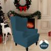Easy-Going Stretch Wingback Chair Sofa Slipcover 1-Piece Sofa Cover Furniture Protector Couch Soft with Elastic Bottom Spandex Jacquard Fabric Small Checks(Wing Chair,Camel)(Deep Teal)