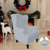Easy-Going Stretch Wingback Chair Sofa Slipcover 1-Piece Sofa Cover Furniture Protector Couch Soft with Elastic Bottom Spandex Jacquard Fabric Small Checks(Wing Chair,Camel)(Silver Gray)