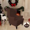 Easy-Going Stretch Wingback Chair Sofa Slipcover 1-Piece Sofa Cover Furniture Protector Couch Soft with Elastic Bottom Spandex Jacquard Fabric Small Checks(Wing Chair,Camel)(Coffee)
