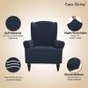 Easy-Going Stretch Wingback Chair Sofa Slipcover 1-Piece Sofa Cover Furniture Protector Couch Soft with Elastic Bottom Spandex Jacquard Fabric Small Checks(Wing Chair,Camel)(Dark Blue)