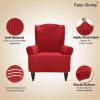Easy-Going Stretch Wingback Chair Sofa Slipcover 1-Piece Sofa Cover Furniture Protector Couch Soft with Elastic Bottom Spandex Jacquard Fabric Small Checks(Wing Chair,Camel)(Christmas Red)