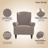 Easy-Going Stretch Wingback Chair Sofa Slipcover 1-Piece Sofa Cover Furniture Protector Couch Soft with Elastic Bottom Spandex Jacquard Fabric Small Checks(Wing Chair,Camel)(Taupe)