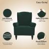 Easy-Going Stretch Wingback Chair Sofa Slipcover 1-Piece Sofa Cover Furniture Protector Couch Soft with Elastic Bottom Spandex Jacquard Fabric Small Checks(Wing Chair,Camel)(Dark Green)