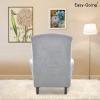 Easy-Going Stretch Wingback Chair Sofa Slipcover 1-Piece Sofa Cover Furniture Protector Couch Soft with Elastic Bottom Spandex Jacquard Fabric Small Checks(Wing Chair,Camel)(Silver Gray)