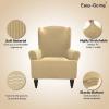 Easy-Going Stretch Wingback Chair Sofa Slipcover 1-Piece Sofa Cover Furniture Protector Couch Soft with Elastic Bottom Spandex Jacquard Fabric Small Checks(Wing Chair,Camel)(Beige)